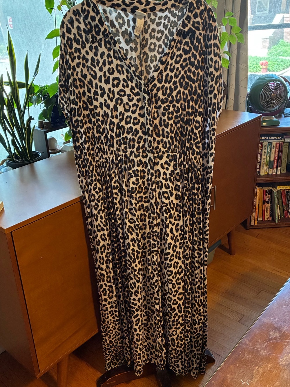 H&M Cream and Black Leopard Print Dress